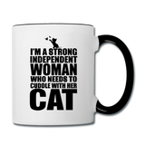 Strong Woman And Her Cat - Black - Contrast Coffee Mug - white/black