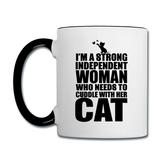 Strong Woman And Her Cat - Black - Contrast Coffee Mug - white/black