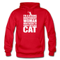 Strong Woman And Her Cat - White - Gildan Heavy Blend Adult Hoodie - red