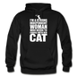 Strong Woman And Her Cat - White - Gildan Heavy Blend Adult Hoodie - black