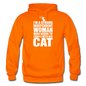 Strong Woman And Her Cat - White - Gildan Heavy Blend Adult Hoodie - orange