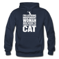 Strong Woman And Her Cat - White - Gildan Heavy Blend Adult Hoodie - navy