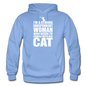 Strong Woman And Her Cat - White - Gildan Heavy Blend Adult Hoodie - carolina blue