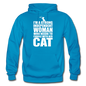 Strong Woman And Her Cat - White - Gildan Heavy Blend Adult Hoodie - turquoise