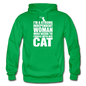 Strong Woman And Her Cat - White - Gildan Heavy Blend Adult Hoodie - kelly green