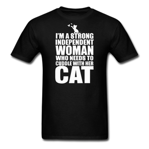 Strong Woman And Her Cat - White - Unisex Classic T-Shirt - black