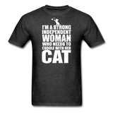 Strong Woman And Her Cat - White - Unisex Classic T-Shirt - heather black