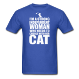 Strong Woman And Her Cat - White - Unisex Classic T-Shirt - royal blue