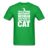 Strong Woman And Her Cat - White - Unisex Classic T-Shirt - bright green