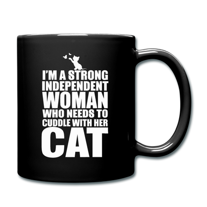 Strong Woman And Her Cat - White - Full Color Mug - black