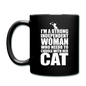 Strong Woman And Her Cat - White - Full Color Mug - black