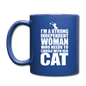 Strong Woman And Her Cat - White - Full Color Mug - royal blue