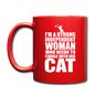 Strong Woman And Her Cat - White - Full Color Mug - red