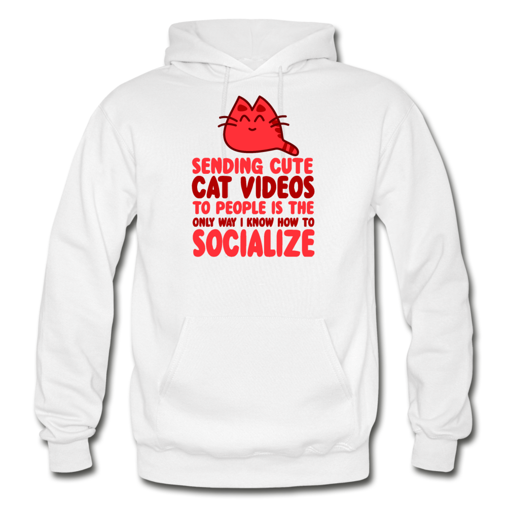 Cat Videos - Gildan Heavy Blend Adult Hoodie - white