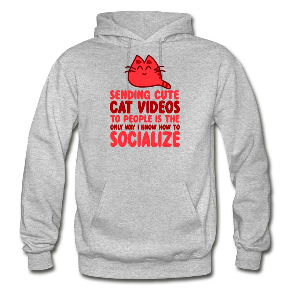 Cat Videos - Gildan Heavy Blend Adult Hoodie - heather gray