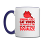 Cat Videos - Contrast Coffee Mug - white/cobalt blue