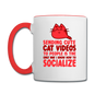 Cat Videos - Contrast Coffee Mug - white/red