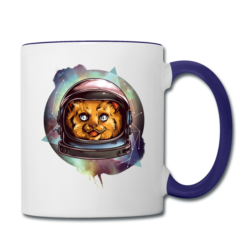 Cosmic Kitty - Contrast Coffee Mug - white/cobalt blue