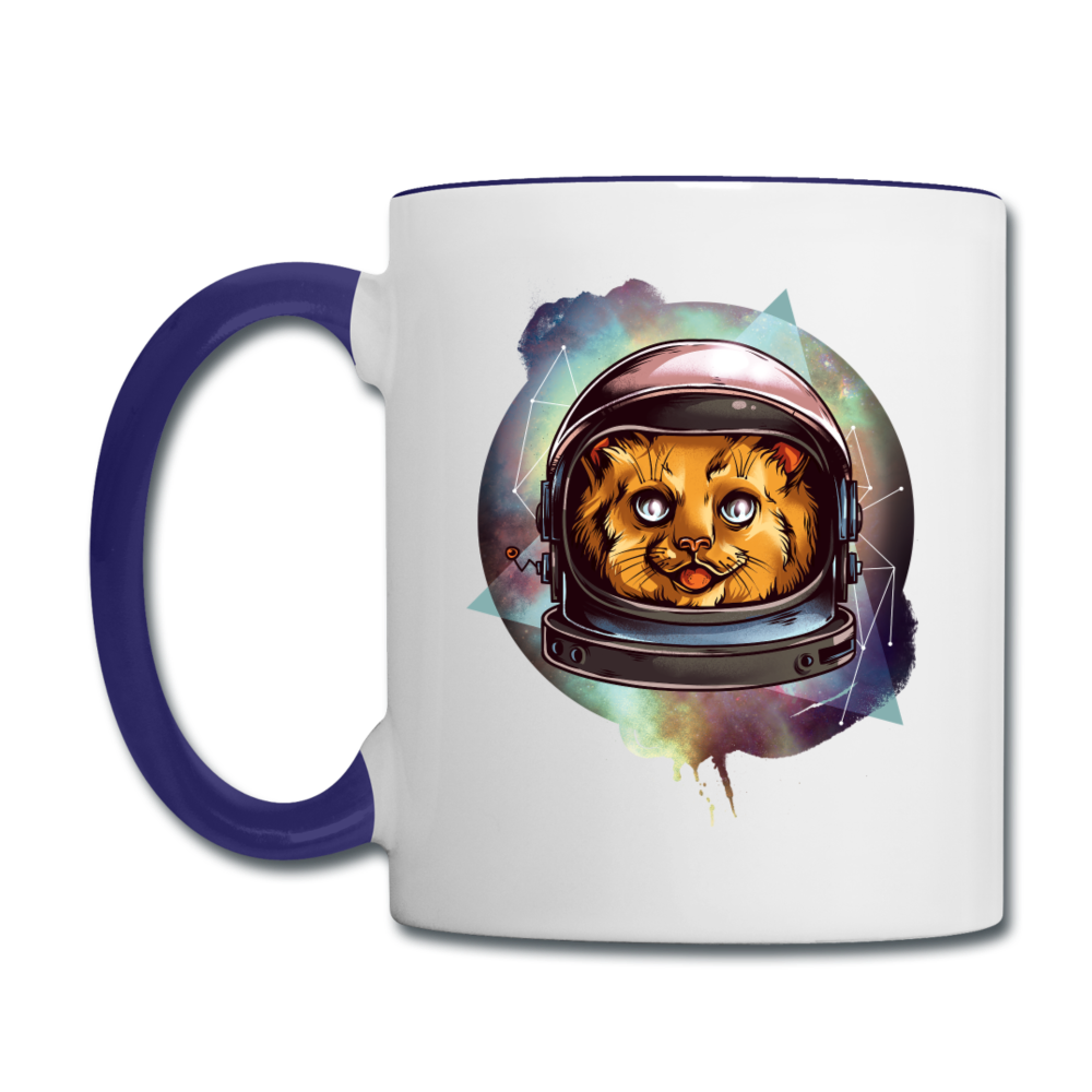 Cosmic Kitty - Contrast Coffee Mug - white/cobalt blue