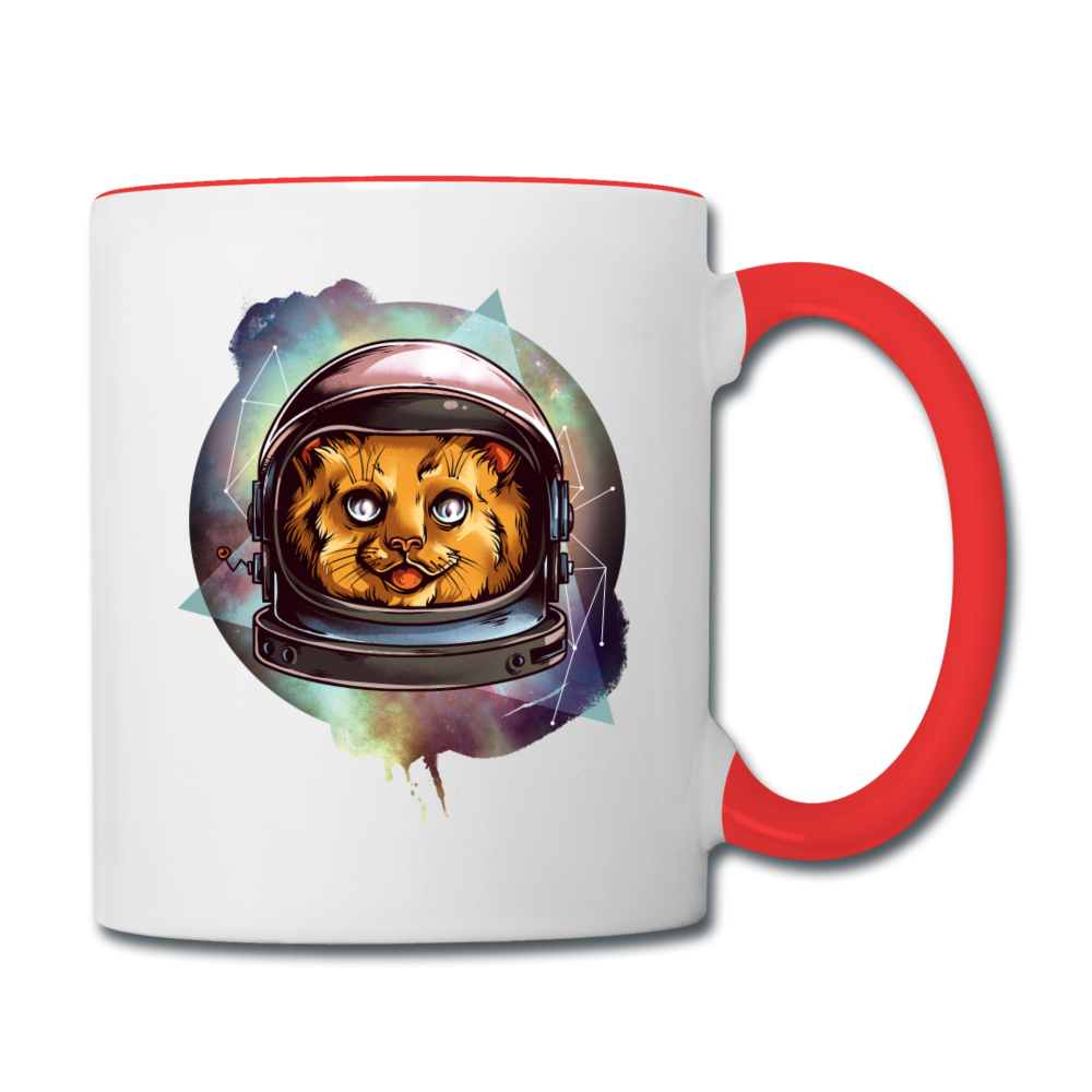 Cosmic Kitty - Contrast Coffee Mug - white/red