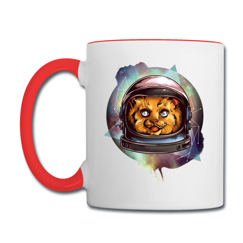 Cosmic Kitty - Contrast Coffee Mug - white/red