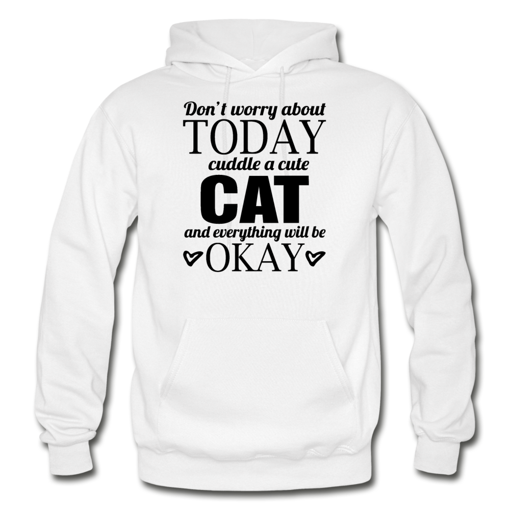 Cuddle A Cat - Gildan Heavy Blend Adult Hoodie - white