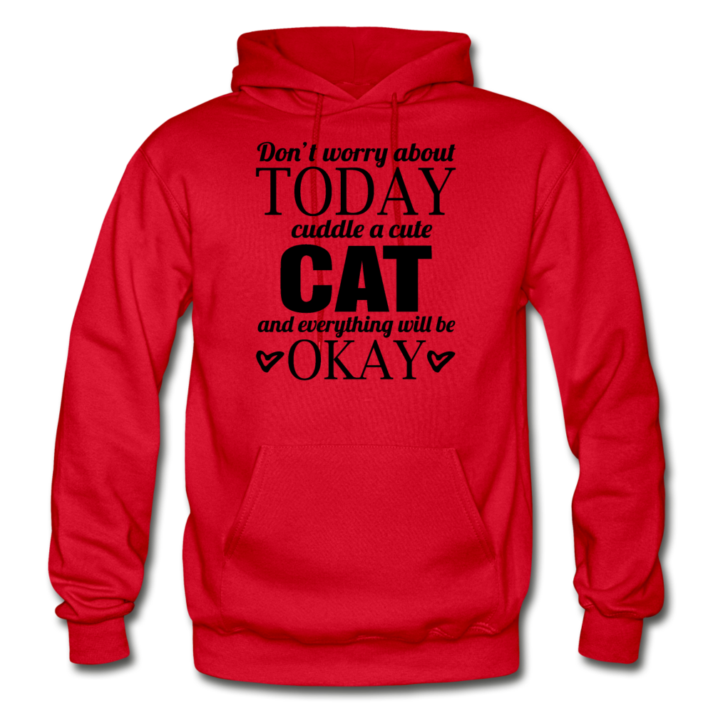 Cuddle A Cat - Gildan Heavy Blend Adult Hoodie - red