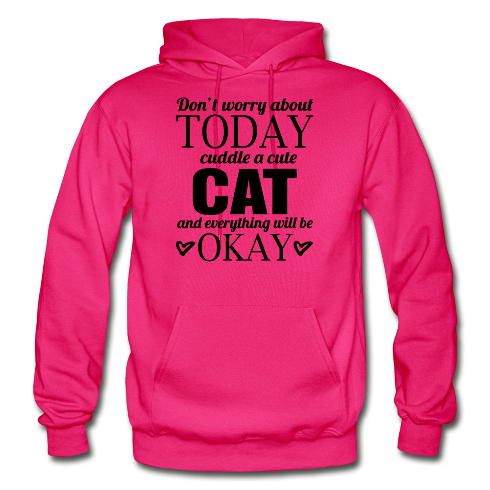 Cuddle A Cat - Gildan Heavy Blend Adult Hoodie - fuchsia