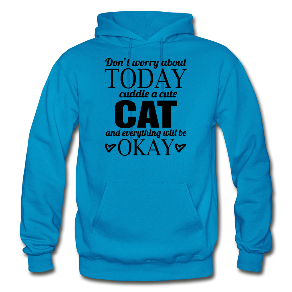 Cuddle A Cat - Gildan Heavy Blend Adult Hoodie - turquoise