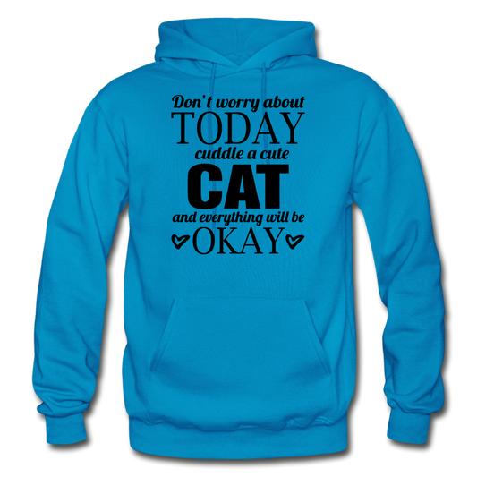 Cuddle A Cat - Gildan Heavy Blend Adult Hoodie - turquoise