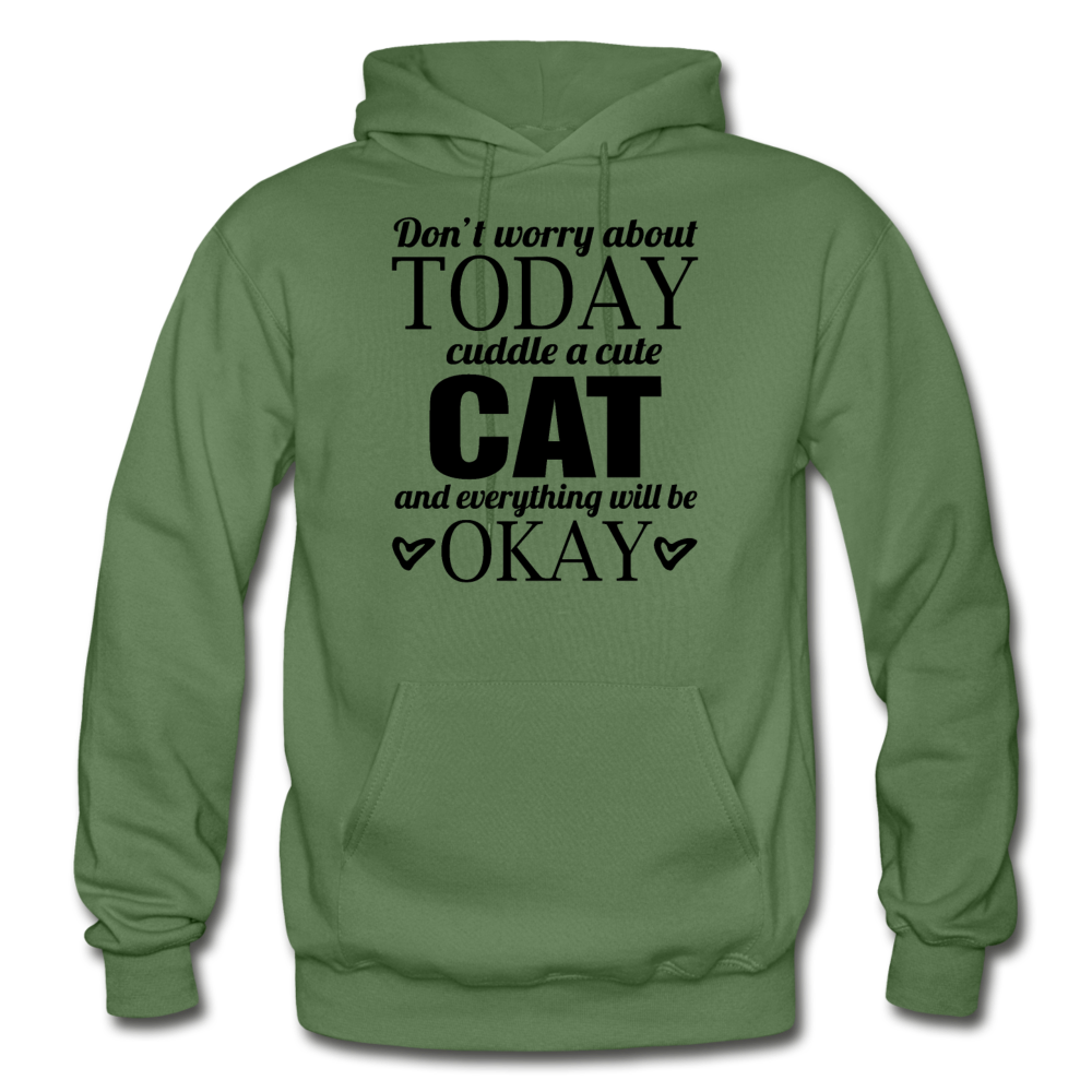 Cuddle A Cat - Gildan Heavy Blend Adult Hoodie - military green