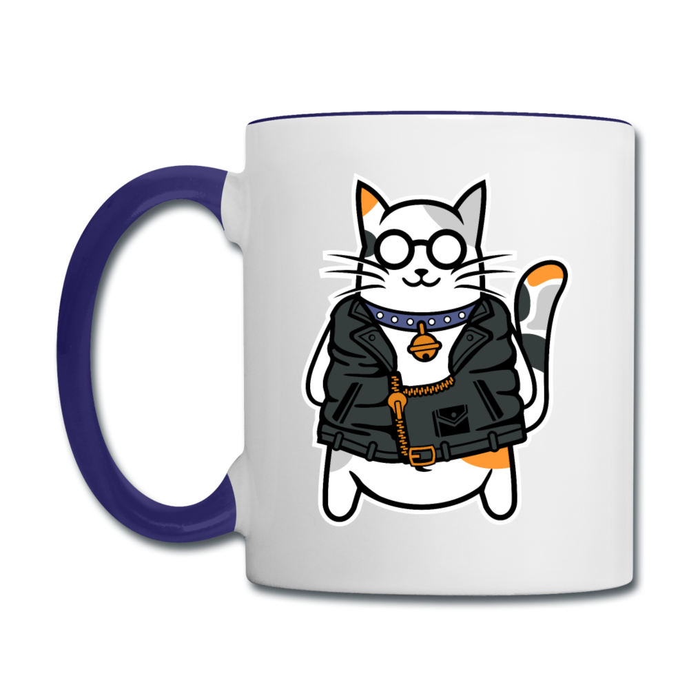 Cool Cat - Contrast Coffee Mug - white/cobalt blue