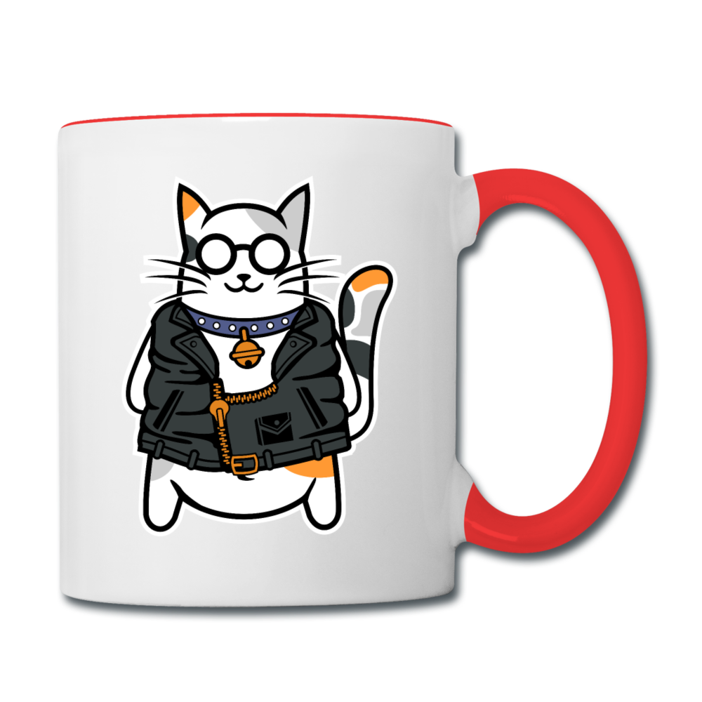 Cool Cat - Contrast Coffee Mug - white/red