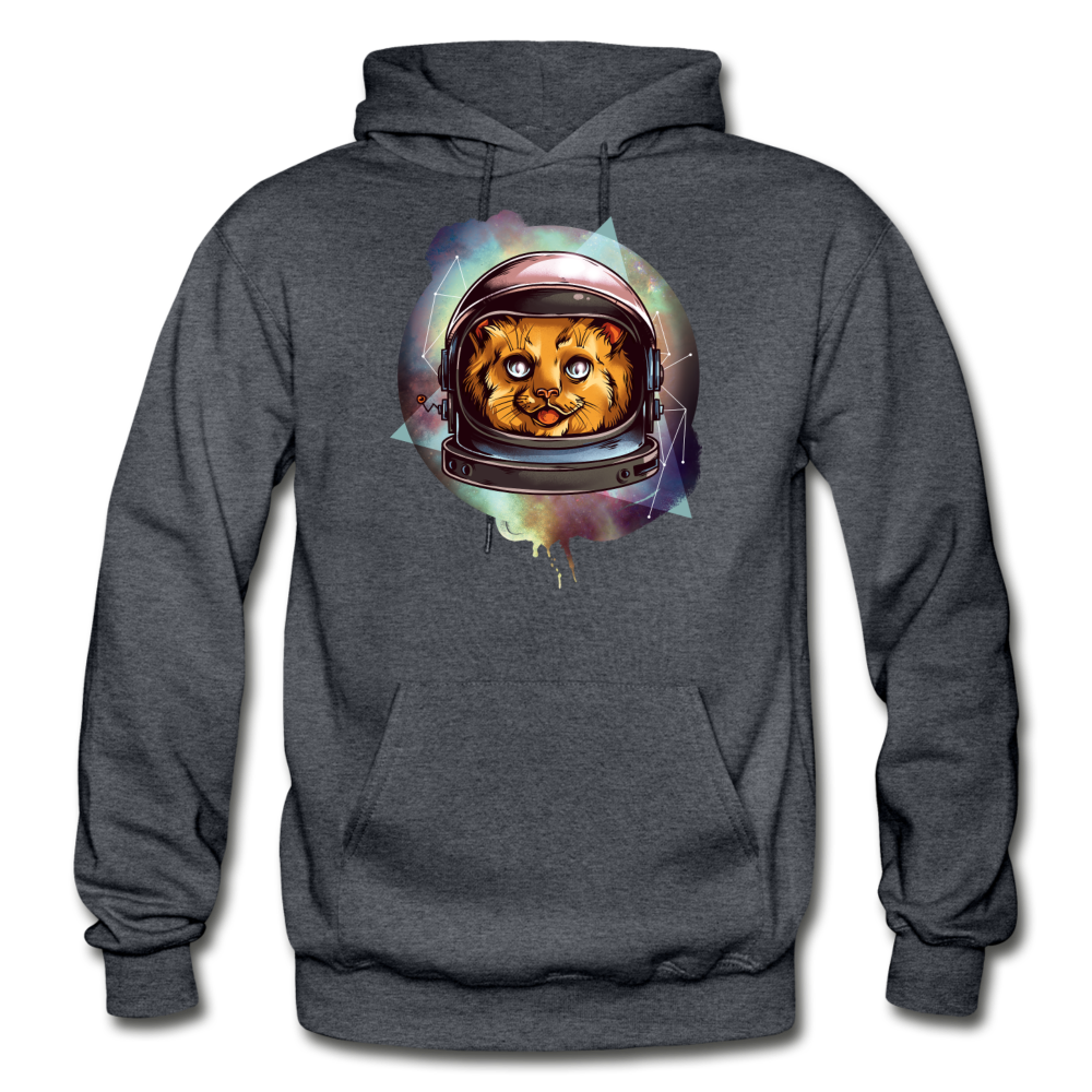 Cosmic Kitty - Gildan Heavy Blend Adult Hoodie - charcoal gray