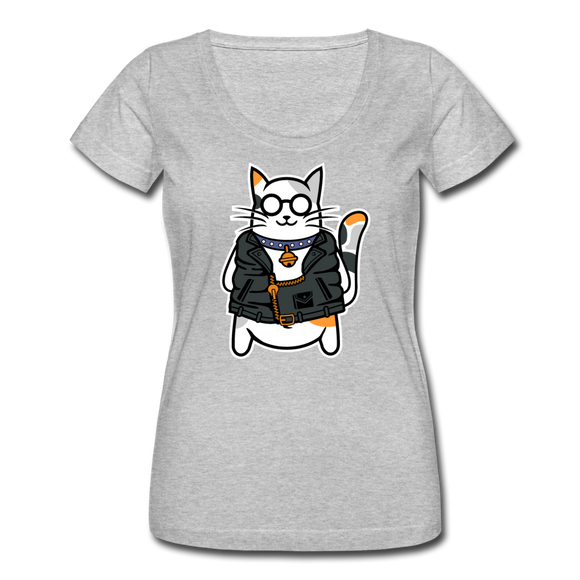 Cool Cat - Women's Scoop Neck T-Shirt - heather gray