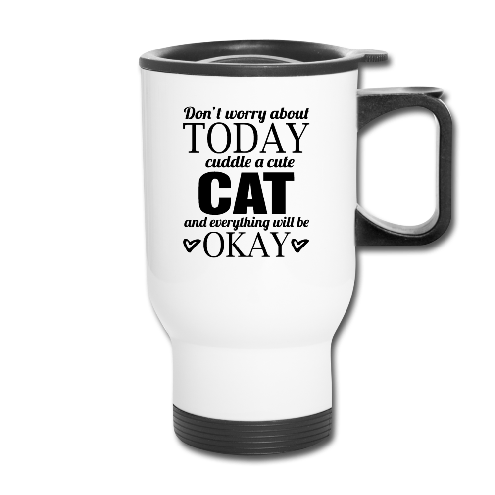 Cuddle A Cat - Travel Mug - white