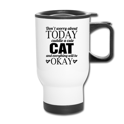 Cuddle A Cat - Travel Mug - white