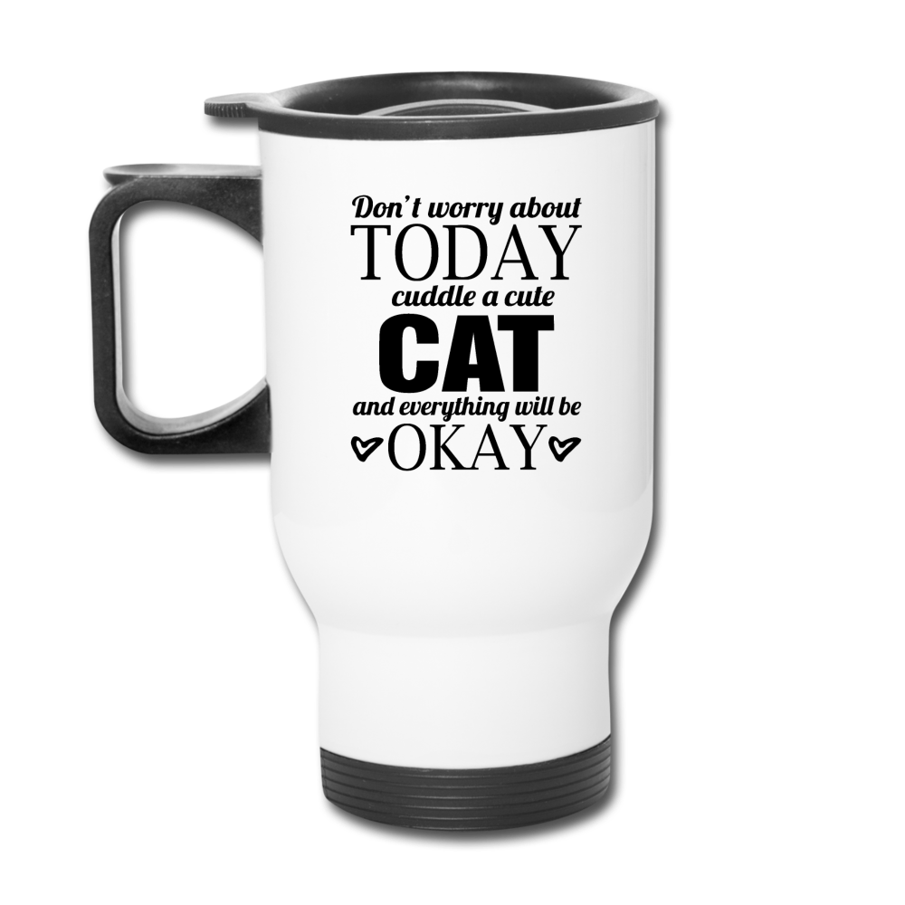 Cuddle A Cat - Travel Mug - white