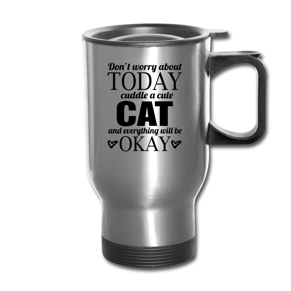 Cuddle A Cat - Travel Mug - silver