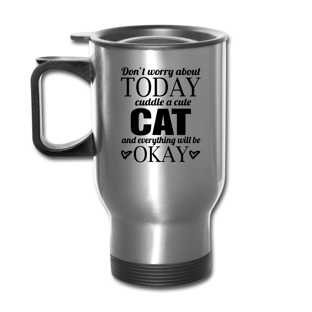 Cuddle A Cat - Travel Mug - silver