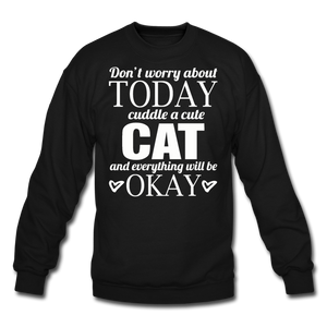 Cuddle A Cat - White - Crewneck Sweatshirt - black