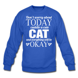 Cuddle A Cat - White - Crewneck Sweatshirt - royal blue