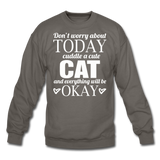 Cuddle A Cat - White - Crewneck Sweatshirt - asphalt gray