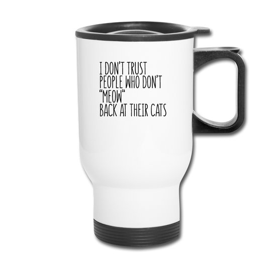 Meow Back - Black - Travel Mug - white