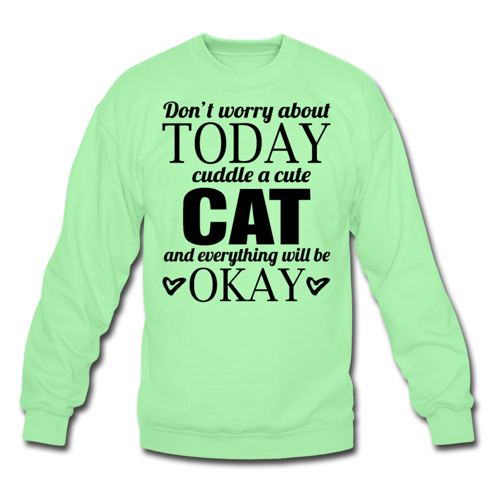 Cuddle A Cat - Crewneck Sweatshirt - lime