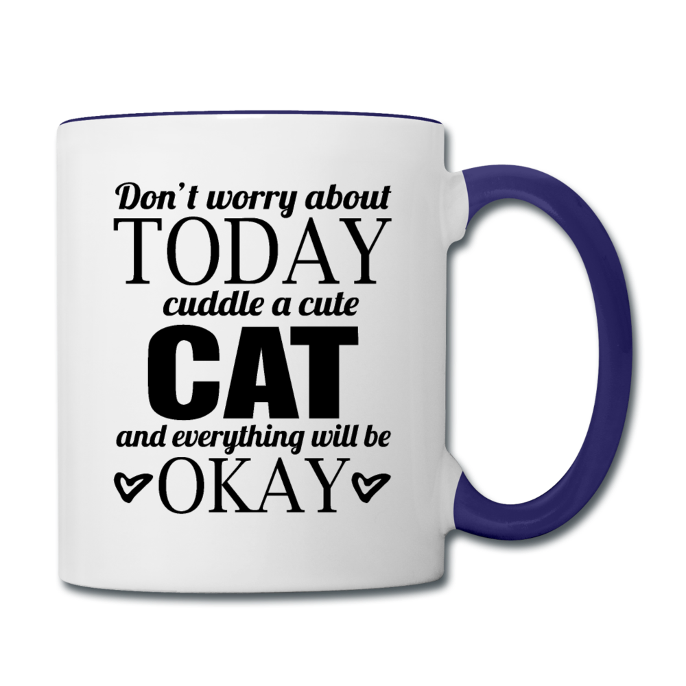 Cuddle A Cat - Contrast Coffee Mug - white/cobalt blue