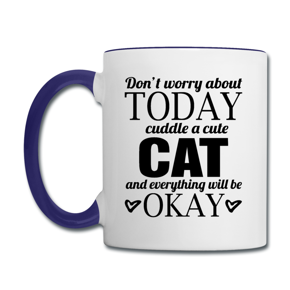 Cuddle A Cat - Contrast Coffee Mug - white/cobalt blue