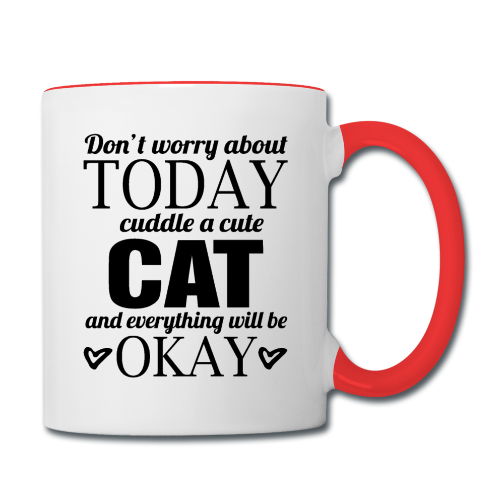 Cuddle A Cat - Contrast Coffee Mug - white/red