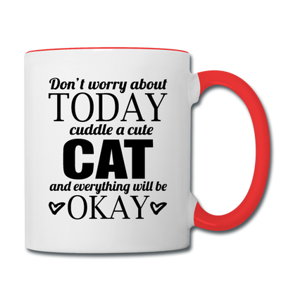 Cuddle A Cat - Contrast Coffee Mug - white/red