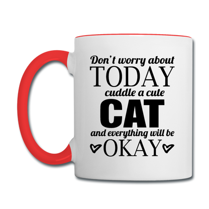 Cuddle A Cat - Contrast Coffee Mug - white/red